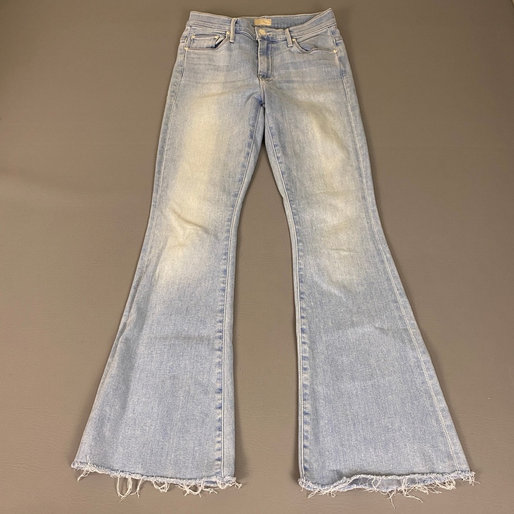 Mother The Weekender Fray Jeans Size 25 Flared Swimming Pool Sunday Light Wash
